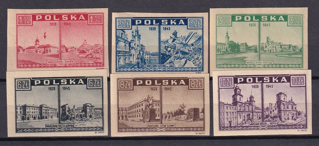 Znaczki Fi 380-385 Stan** 1945r (A9182)