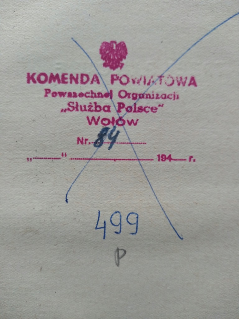 WOŁÓW - ciekawa pieczęć z lat 40-tych XX w.