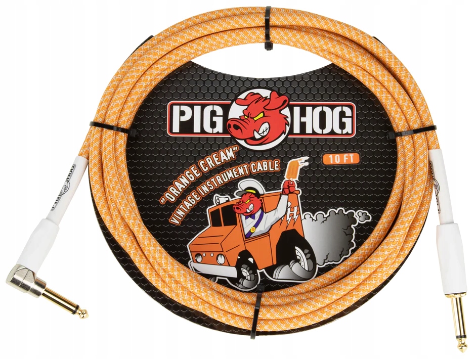 Kabel Instrumentalny - Pig Hog PCH102OCR Orange Creme Łamany