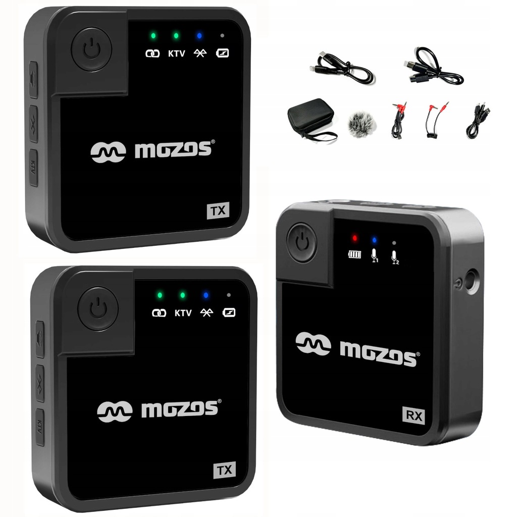 MOZOS MX1-DUAL DWA MIKROFONY BEZPRZEWODOWE MIKROPORTY ZESTAW PODWÓJNY