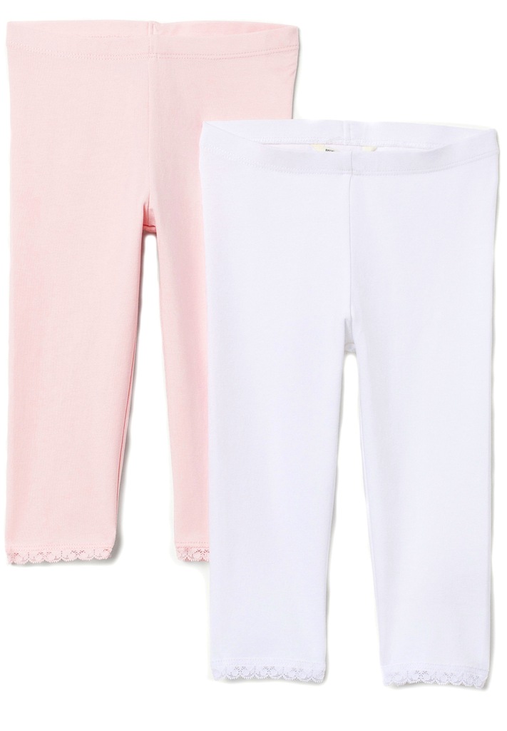 H&M LEGGINSY 2 PACK DZIEWCZĘCE Z KORONKĄ 128