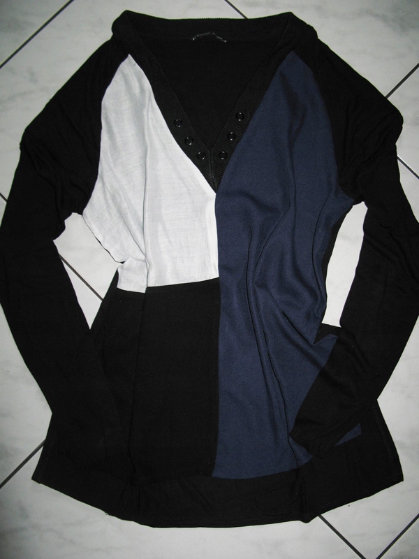 ZARA czarna bluzka asymetryczny wzór r.36