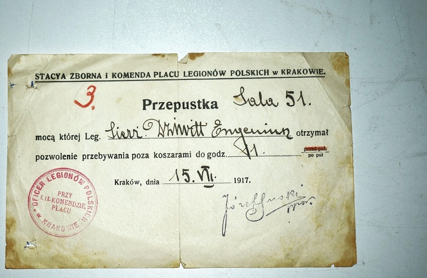 Kraków - PRZPUSTKA LEGIONÓW POLSKICH - 15.VII. 1917.R.