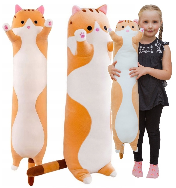 KOT DŁUGI PLUSZAK MASKOTKA PARÓWKA PODUSZKA 110cm