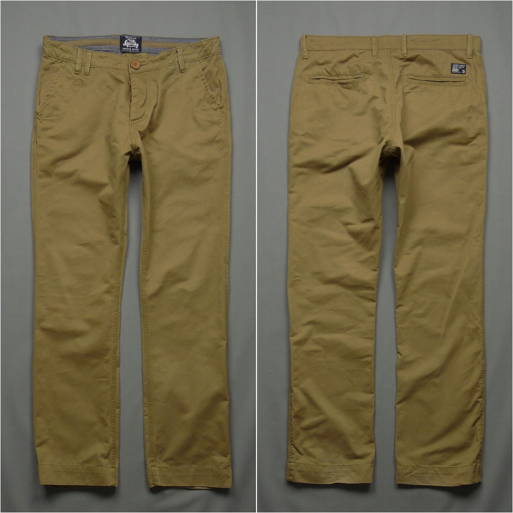 SUPERDRY beżowe spodnie chino z logo W34 L32