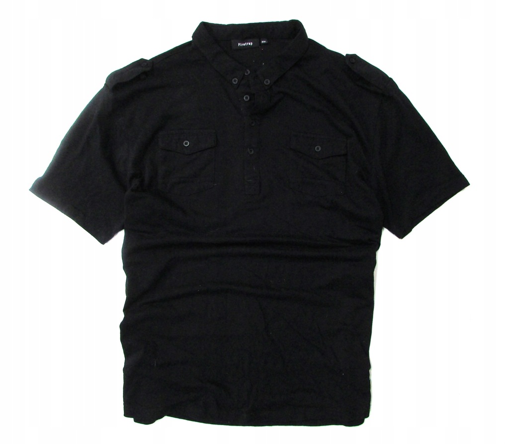 FIRETRAP czarna KOSZULKA POLO pagony BASIC___XXL