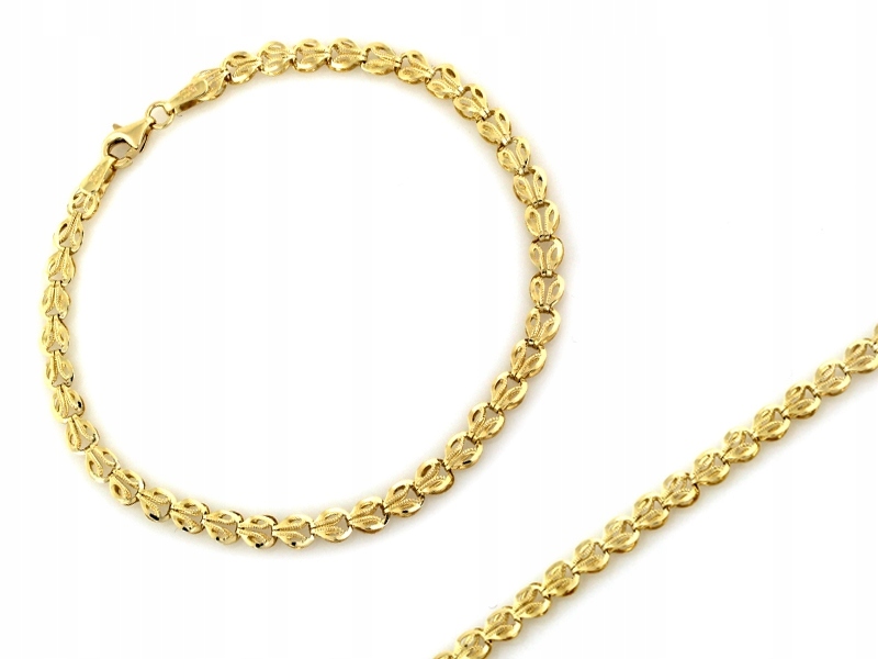 Elegancka bransoletka 585 z żółtego złota 2.44g duże ogniwa r18 na prezent