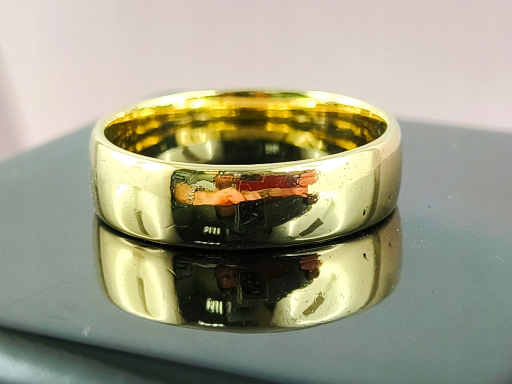 Klasyczna ZŁOTA OBRĄCZKA Szeroka 6mm Pr.585 / 14K / 5,90g / Rozmiar 22