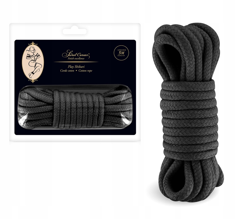 Sweet Caress czarna Bondage Rope LINKA SZNUR do krępowania 5m BDSM - LINA