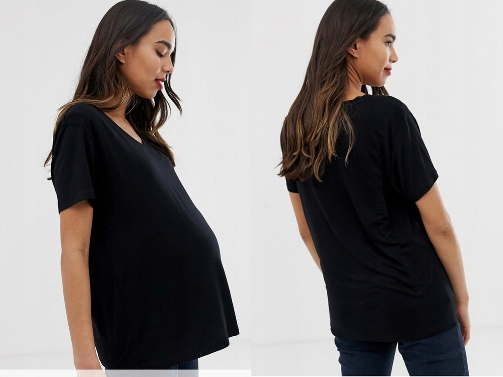 DESIGN czarna luźna ciążowa koszulka t-shirt L/40