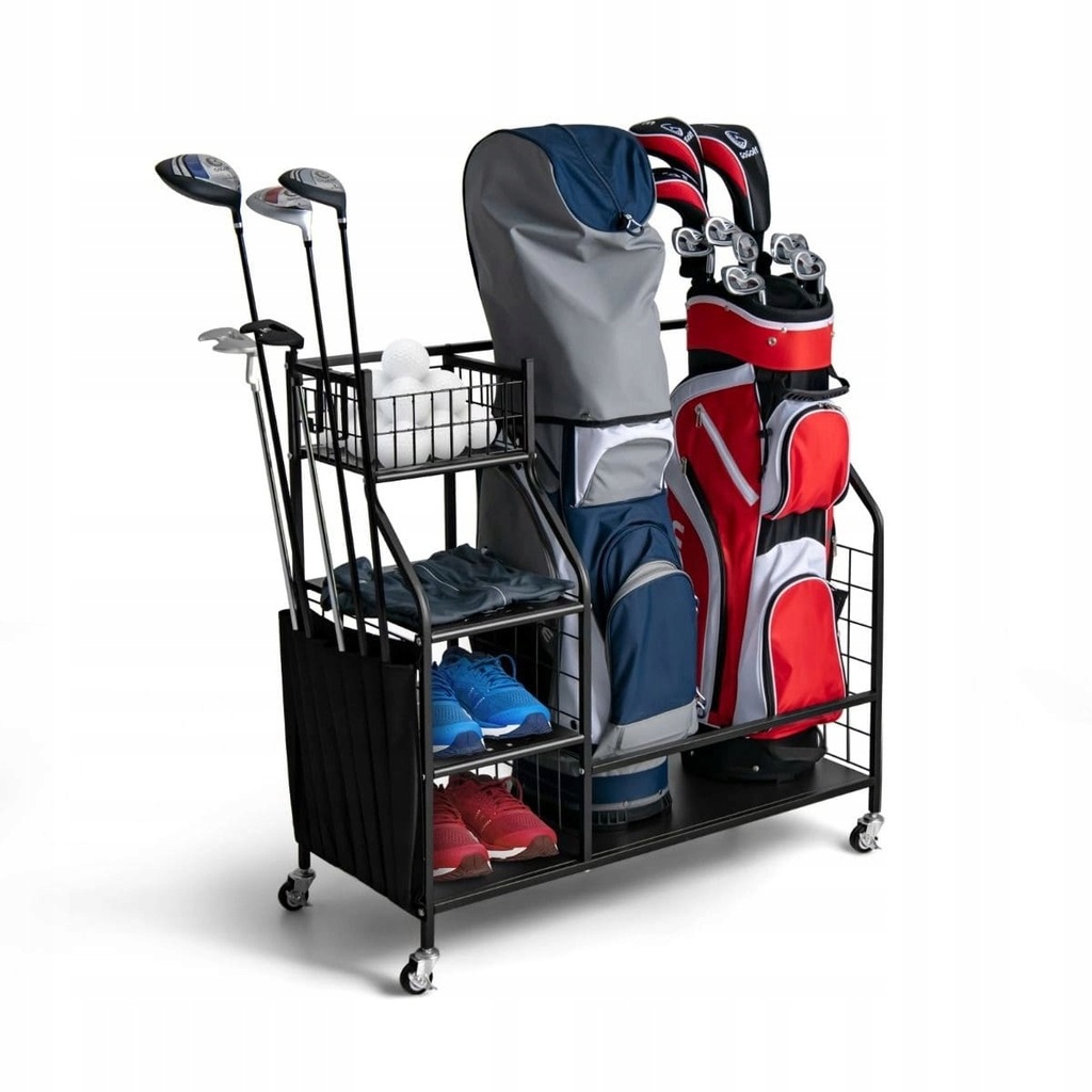 Wózek z półkami na torby golfowe Costway czarny