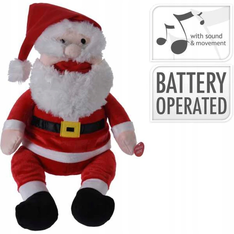Mikołaj tańczący i odtwarzający muzykę dekoracja świąteczna 34 cm