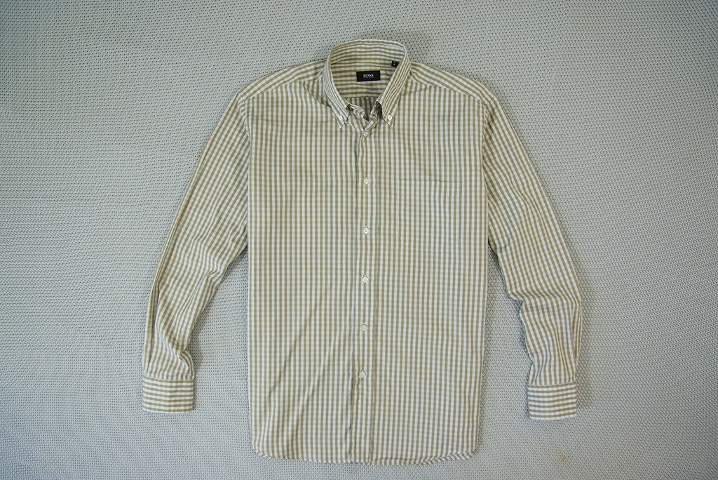 HUGO BOSS - BUTTON-DOWN MĘSKA KOSULA W KRATKĘ - 41