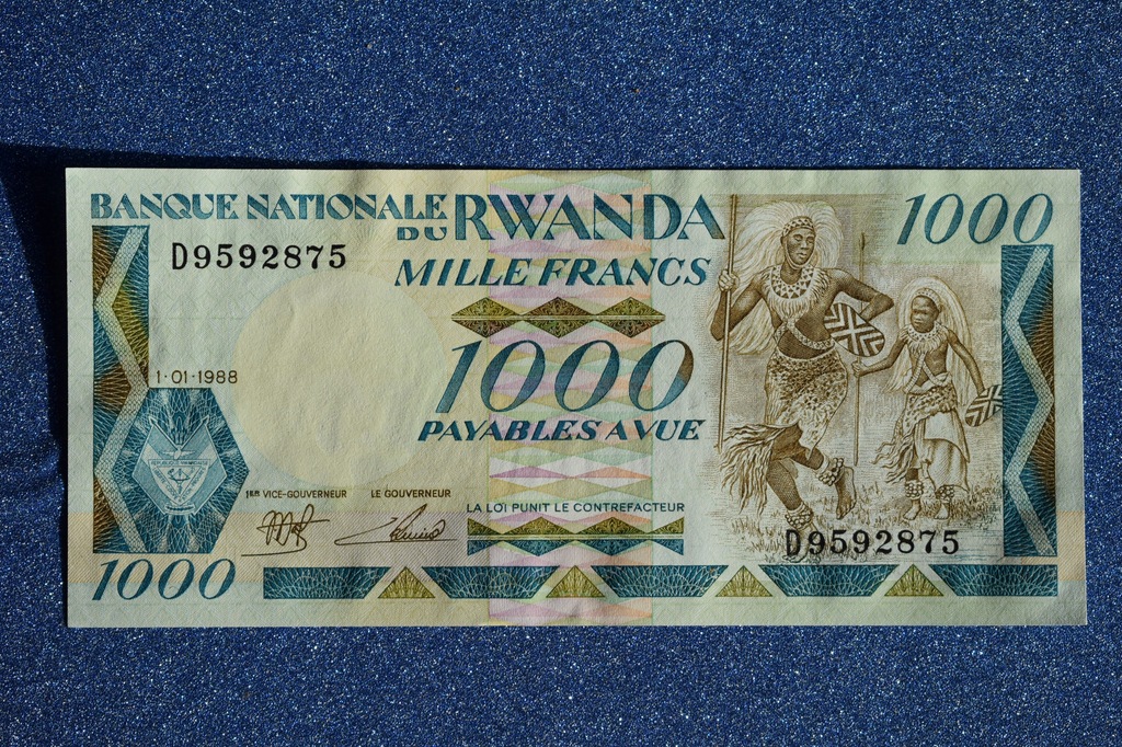 1000 FRANCS, RWANDA, 1988r,