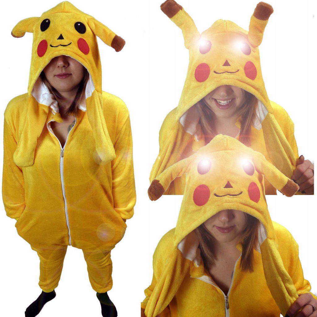 Damska Ciepła Piżama Kigurumi Onesie Pikachu XL