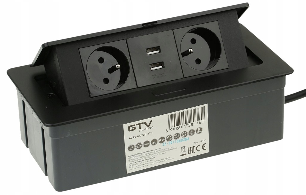 GNIAZDO WPUSZCZANE CHOWANE W BLAT NABLATOWE USB