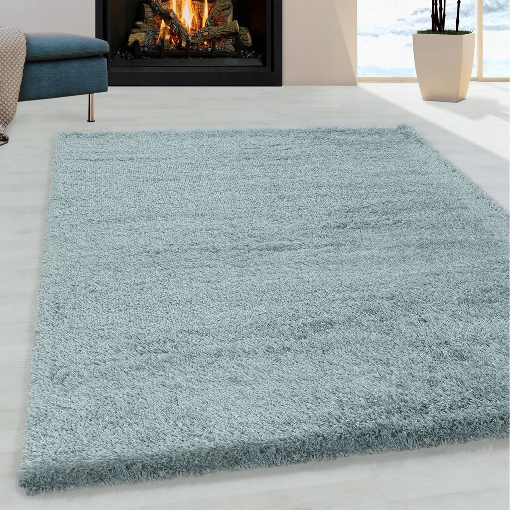Dywan nowoczesny do salonu, sypialni Shaggy Niebieski FLAFI 280x370 cm
