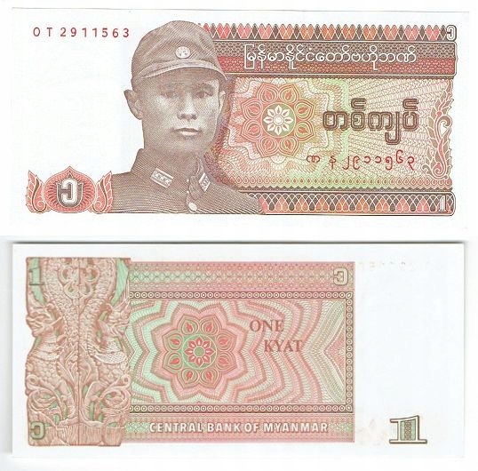 Banknot z Birmy.