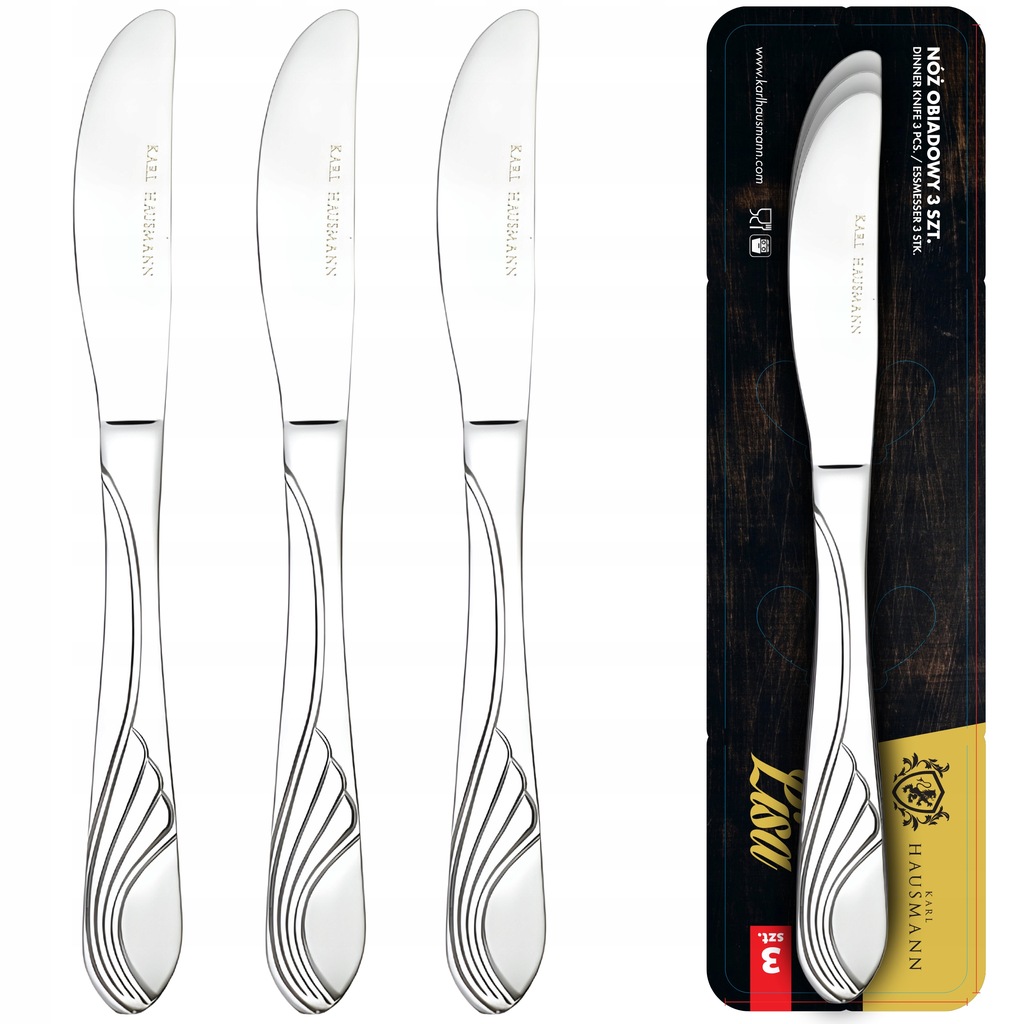 Komplet noży obiadowych LISA stal nierdzewna 3 sztuki