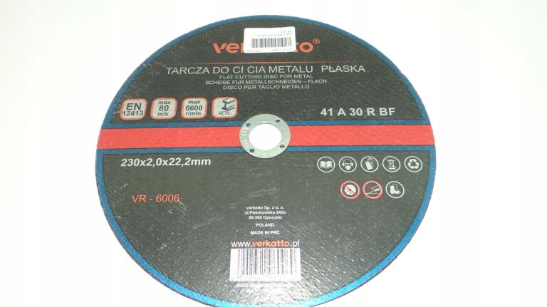 TARCZA DO CIĘCIA METALU VERKATTO 230MM 41A30RBF