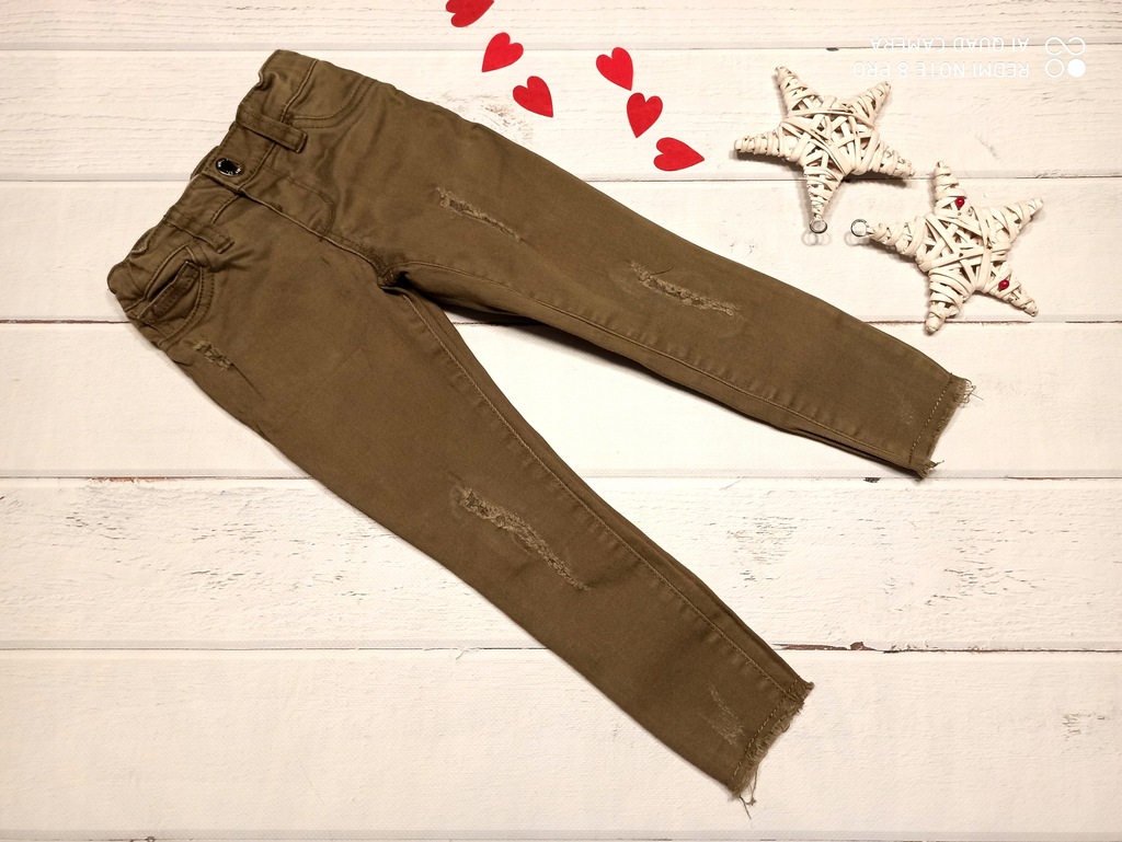 Denim spodnie rurki dla modnisi khaki 92 98