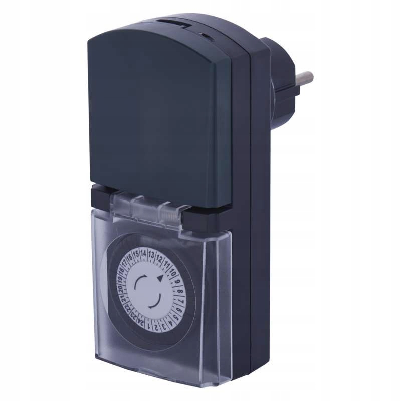 Mechaniczny programator czasowy / timer IP44 zewnętrzny czarny P5508