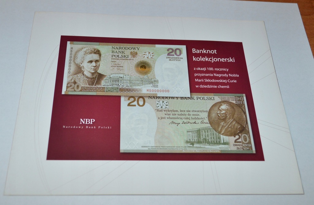 Folder do banknotu 20 zł-Skłodowska-pol