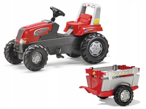 Rolly Toys Traktor Junior RT Czerwony z Przyczepą