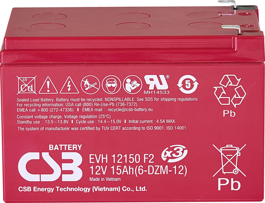 Akumulator CSB EVH 12150 F2 x3 jakość e-pojazdy