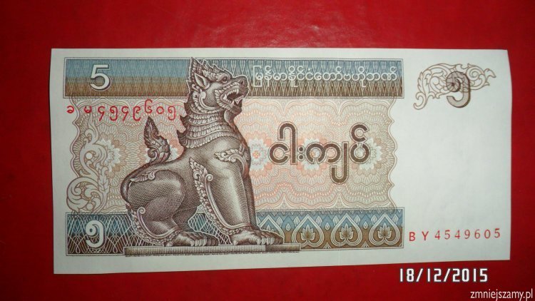 Myanmar 5 kyats z bankowej paczki dla WOŚP