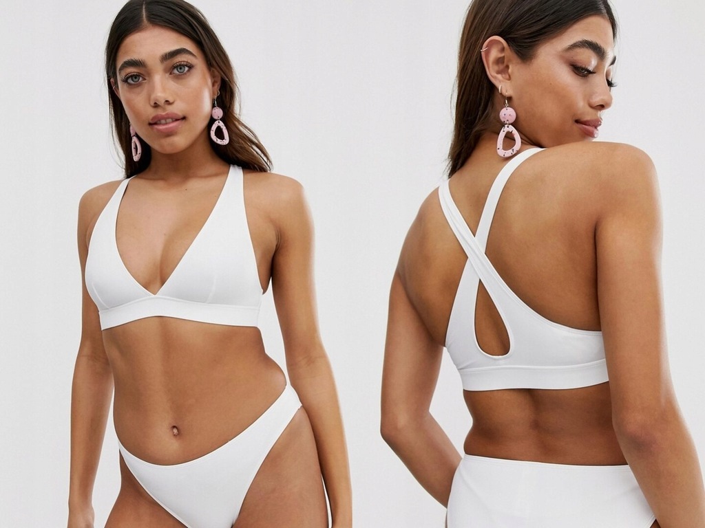 Monki - biały top bikini ramiączka M