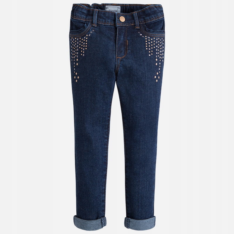 Granatowe spodnie jeansowe Mayoral4543 z ćwiekami