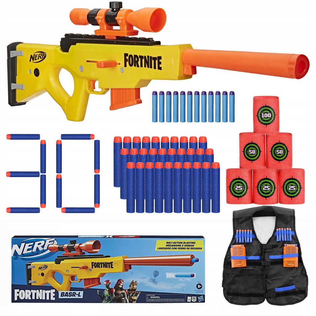 WYRZUTNIA NERF FORNITE BASRL SNAJPER DUŻY ZESTAW 12543256885