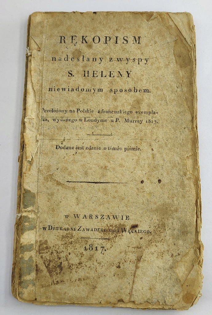 Napoleon Rękopis z wyspy św. Heleny 1817 rok