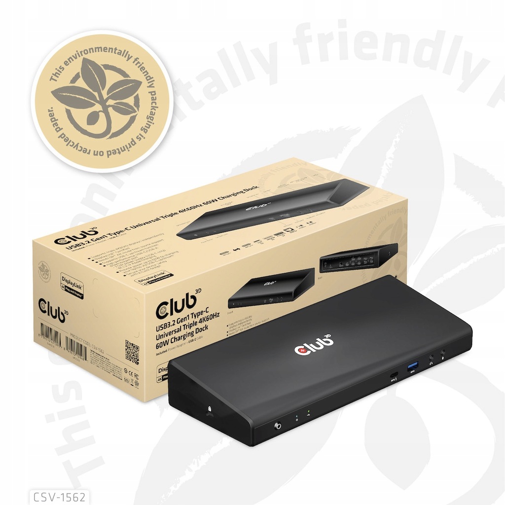 CLUB3D CSV-1562 stacja dokująca Dokujący USB 3.2 Gen 1 (3.1 Gen 1) Type-C C