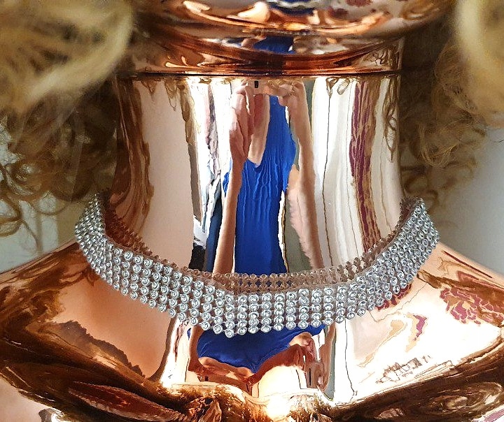 NASZYJNIK PERŁY DIAMENTY PERŁAMI KOLIA CHOKER SEXY GOTH AŻUROWY CYRKONIAMI