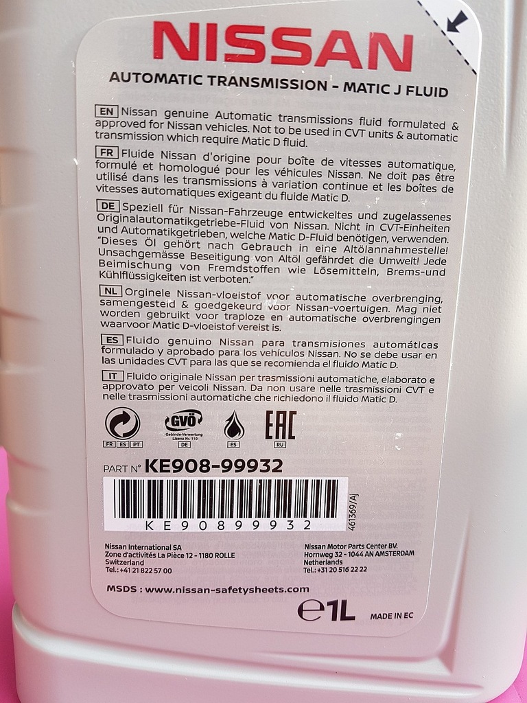 NISSAN AT-MATIC J OLEJ PRZEKŁADNIOWY - 9059881647 - oficjalne archiwum ...