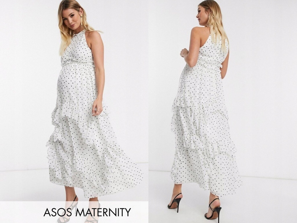 DESIGN Maternity Sukienka w groszki maxi M