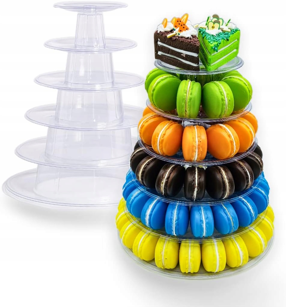 STOJAK NA MACARON TOWER BABECZKI 6 POZIOMOWY PRZEZROCZYSTY WESELE URODZINY