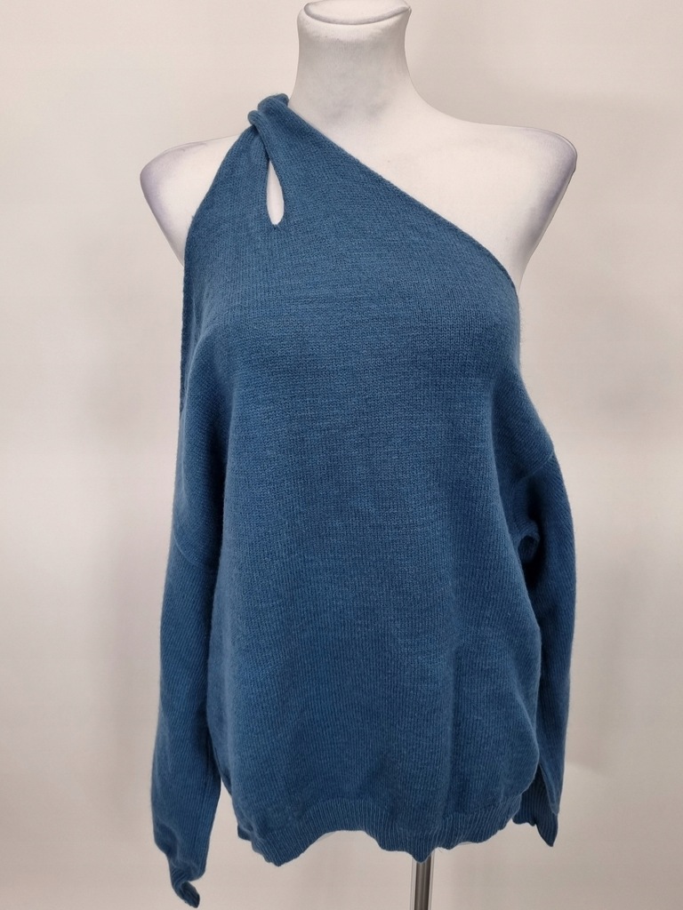 SHEIN SWETER DAMSKI Z WIĄZANIEM PRZY DEKOLCIE TURKUSOWY L 897