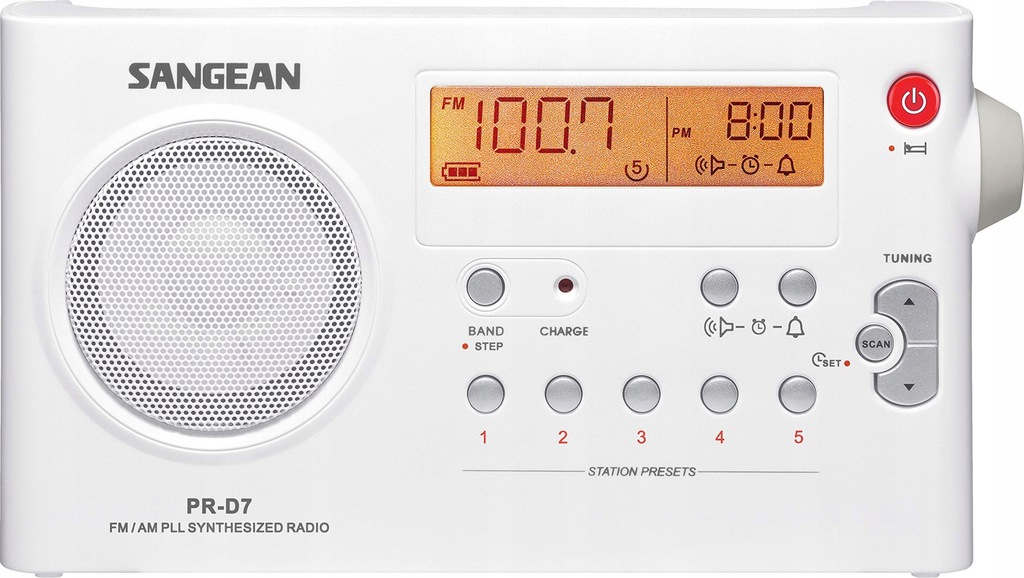 Sangean PR-D7 Przenośne Radio, Biały