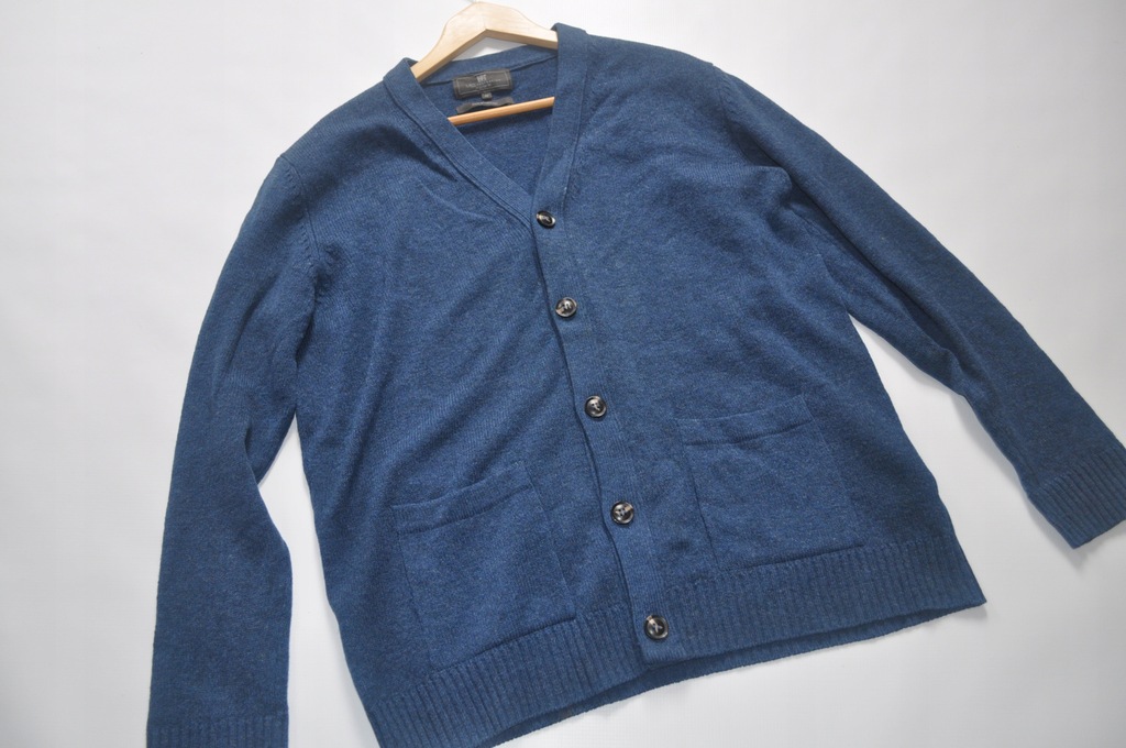 M&S niebieski sweter kardigan Wełna M