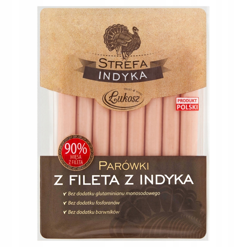 Łukosz Strefa Indyka Parówki z fileta z indyka 180 g