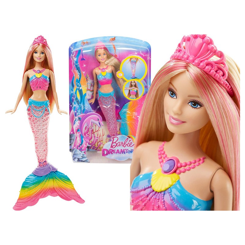 Lalka Barbie Tęczowa Świecąca Syrenka DHC40 Mattel