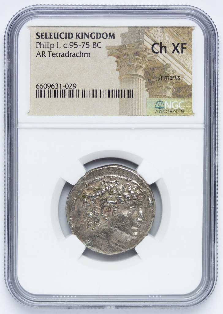 Grecja, Seleucydzi, Filip I, tetradrachma 95-75 r. p.n.e., NGC Ch XF