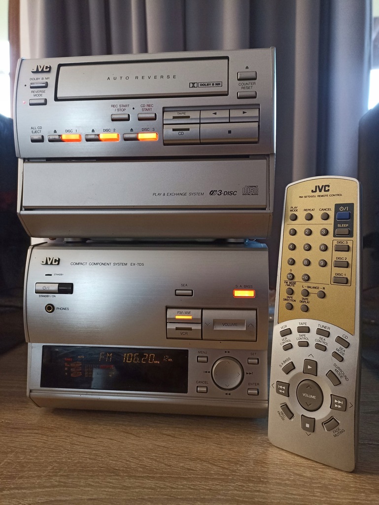 Wieża Amplituner JVC EXTD5/ 2 częściowy/ CD+deck 12023158762