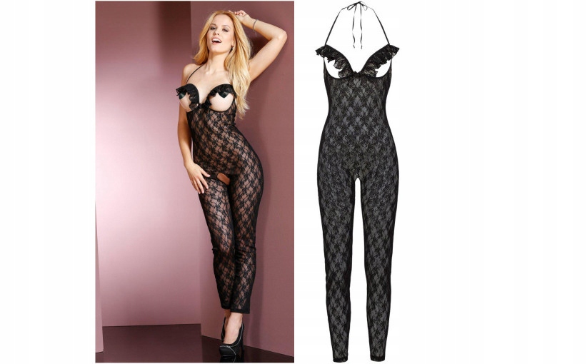 42 _XX CZARNY KOMBINEZON KORONKOWY