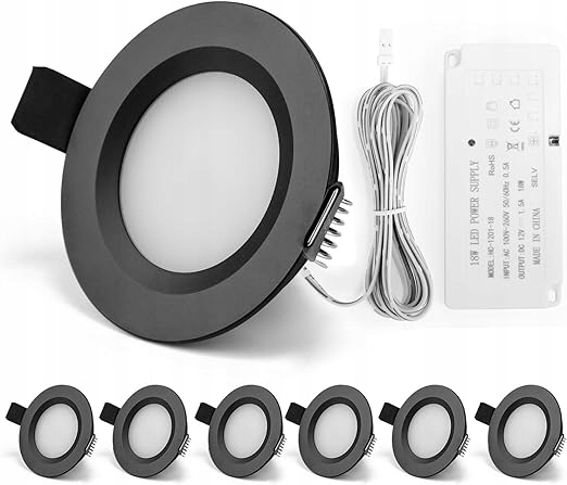 Gr4tec Reflektor wpuszczany LED 12V Ściemnialny Czarny, 6x IP44 3000K