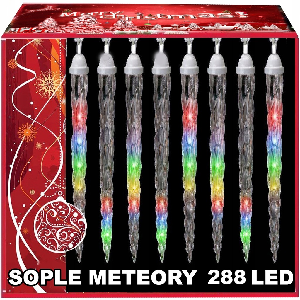 SOPLE LODU 50CM METEORY PADAJĄCY ŚNIEG LAMPKI CHOINKOWE KURTYNA 288 LED L1