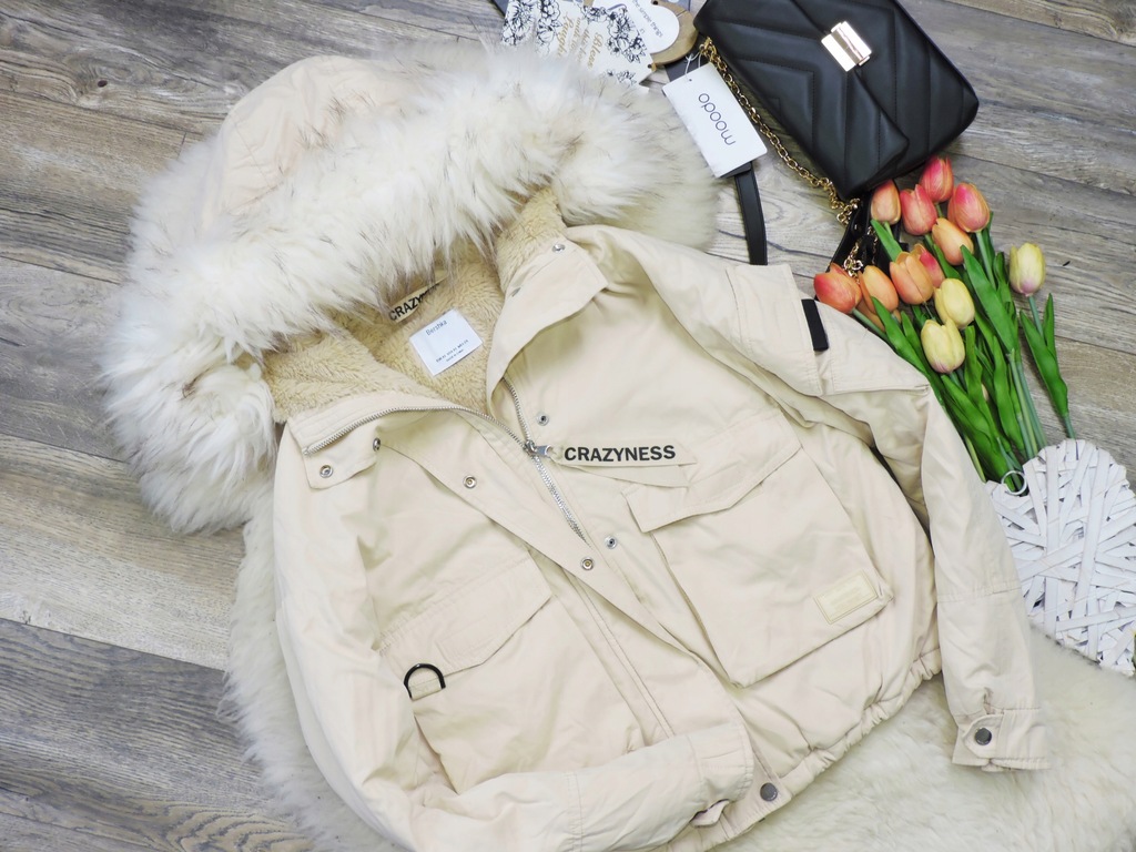 B-15 40’s 極美品！ BERSHKA - ŚLICZNA KURTKA BOMBER FUTERKO XS - 11657663065